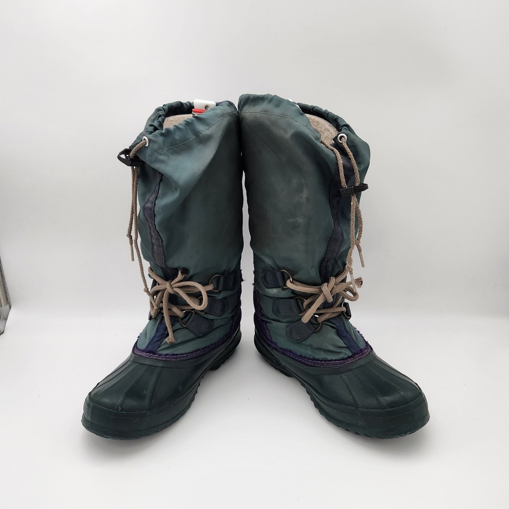 Sorel Freestyle Pac Boots Women 6 Green Vintage Canada Nylon Felt Liner